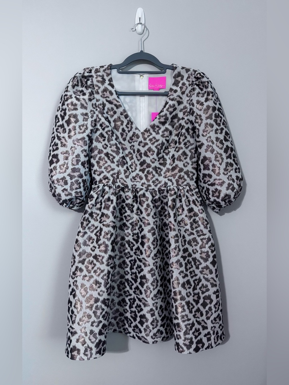 Lilly Pulitzer Leopard Metallic Silver Calyssa Dress size 2 NWT
